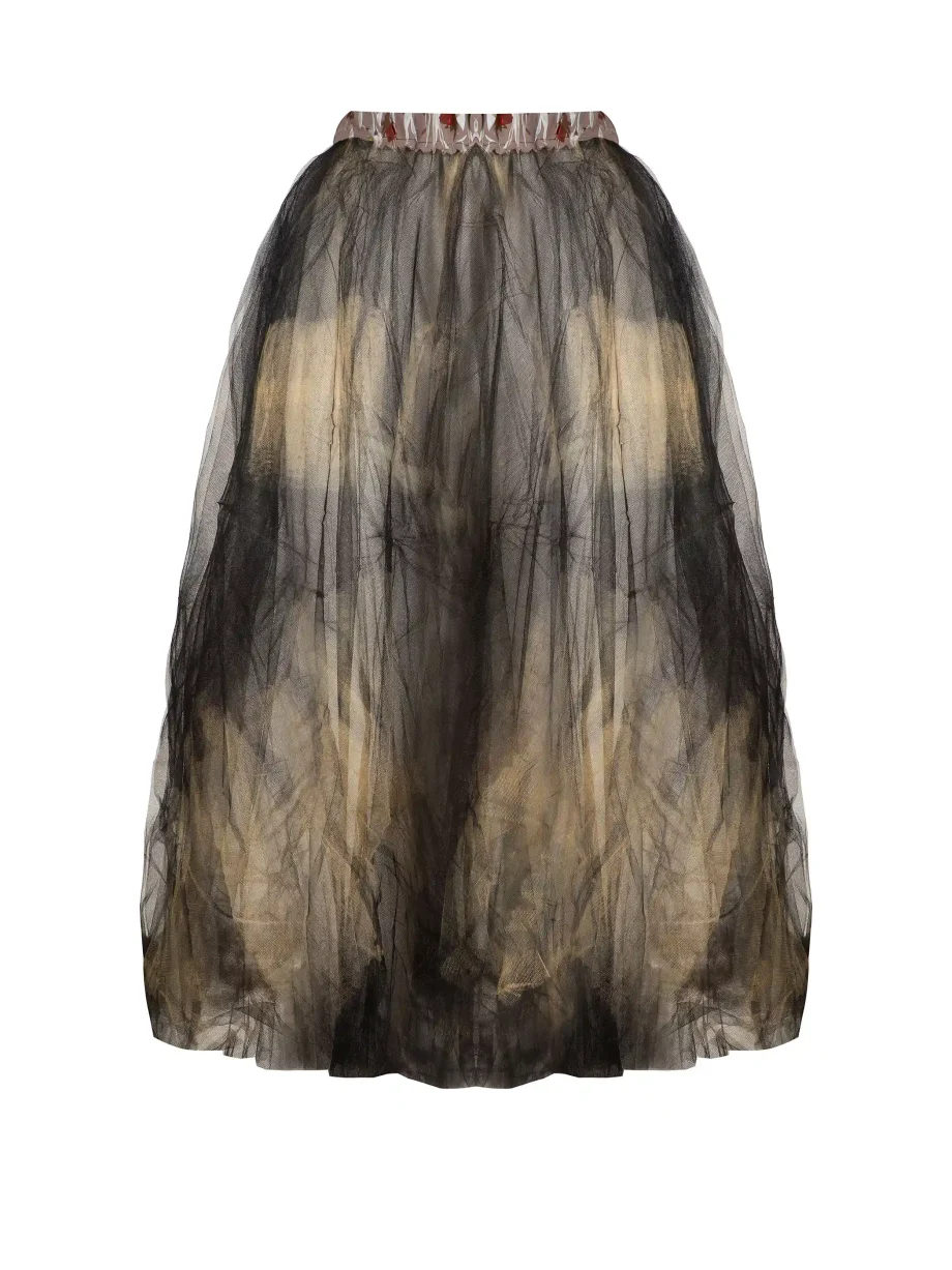 Gonna in Tulle 4 strati con Maxi Stampe - Beige