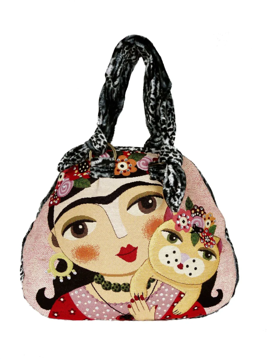 Borsa a spalla Animalier con Matrioska e Strass