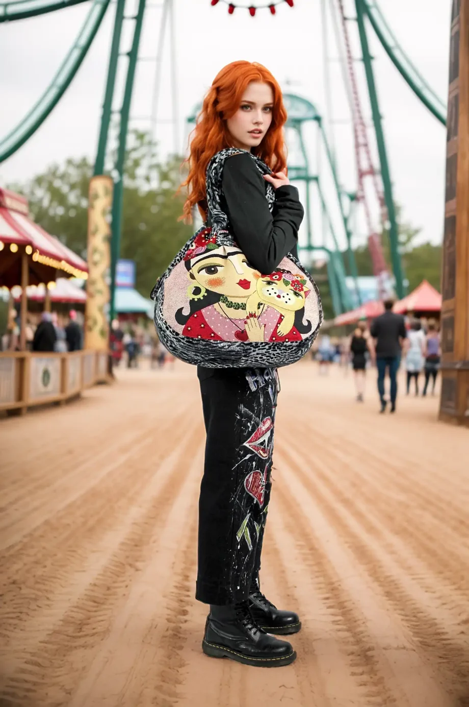 Borsa a spalla Animalier con Matrioska e Strass