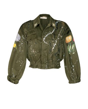 giacca-donna-corta-militare-rigenerata-con-applicazioni-verde-apiedinudinelparco-bologna-1