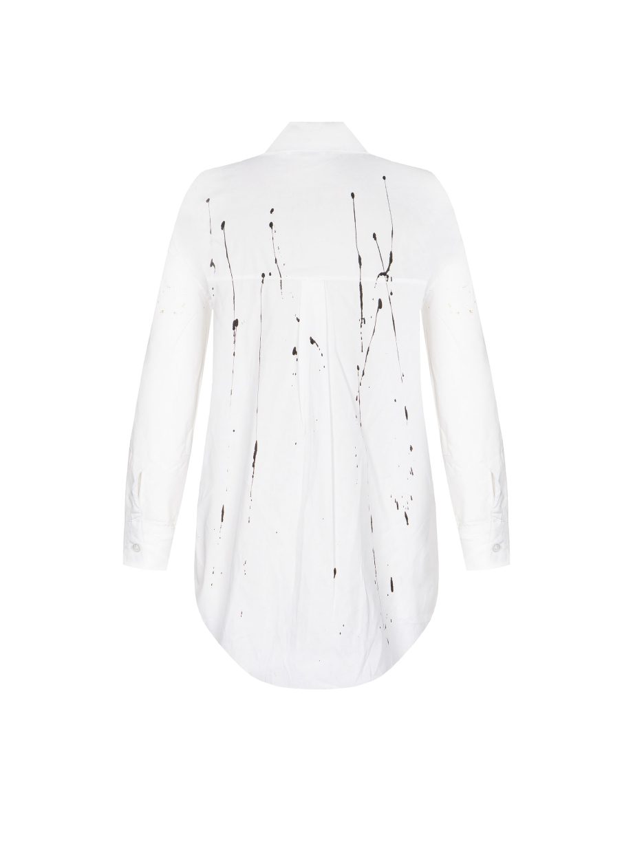 Camicia bianca dipinta a mano con Decorazioni floreali
