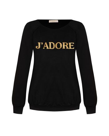 Felpa donna J’adore con decorazioni lurex oro