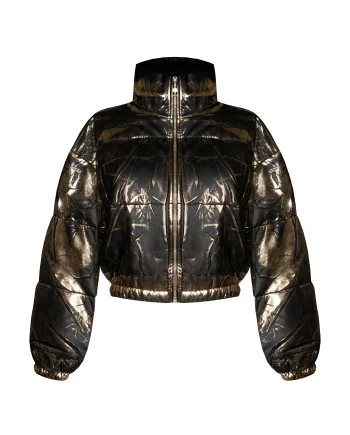 Giubbotto donna Bomber Ecopelle Imbottito Laminato Oro