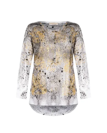 Maglietta maniche lunghe dipinta a mano Abstract Splat con Stella