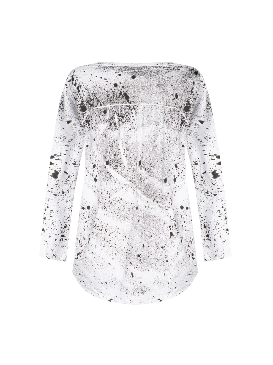 Maglietta maniche lunghe dipinta a mano Abstract Splat con Stella