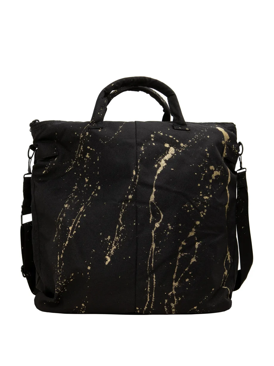 Borsa Militare con Ricami Pizzi ed Applicazioni - Nero