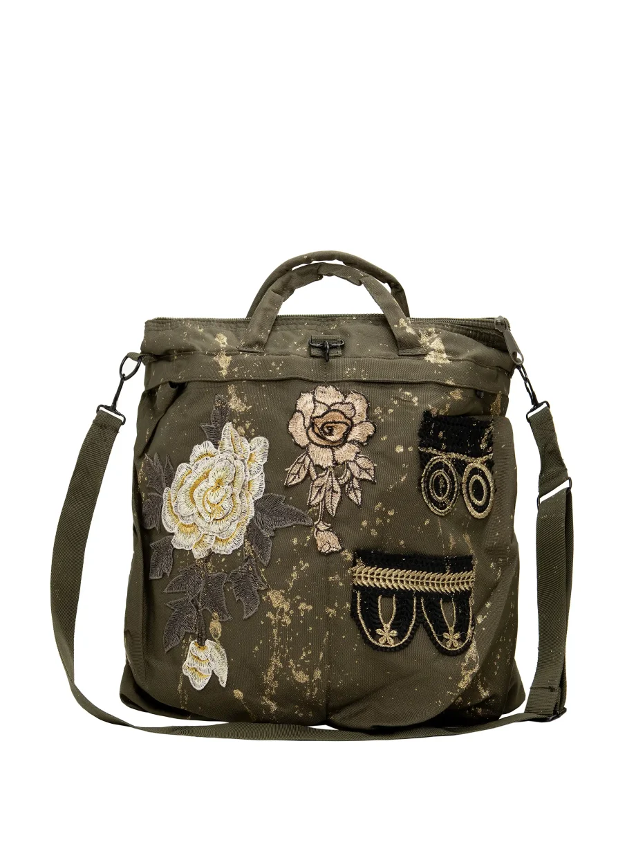 Borsa Militare con Ricami Pizzi ed Applicazioni - Cachi