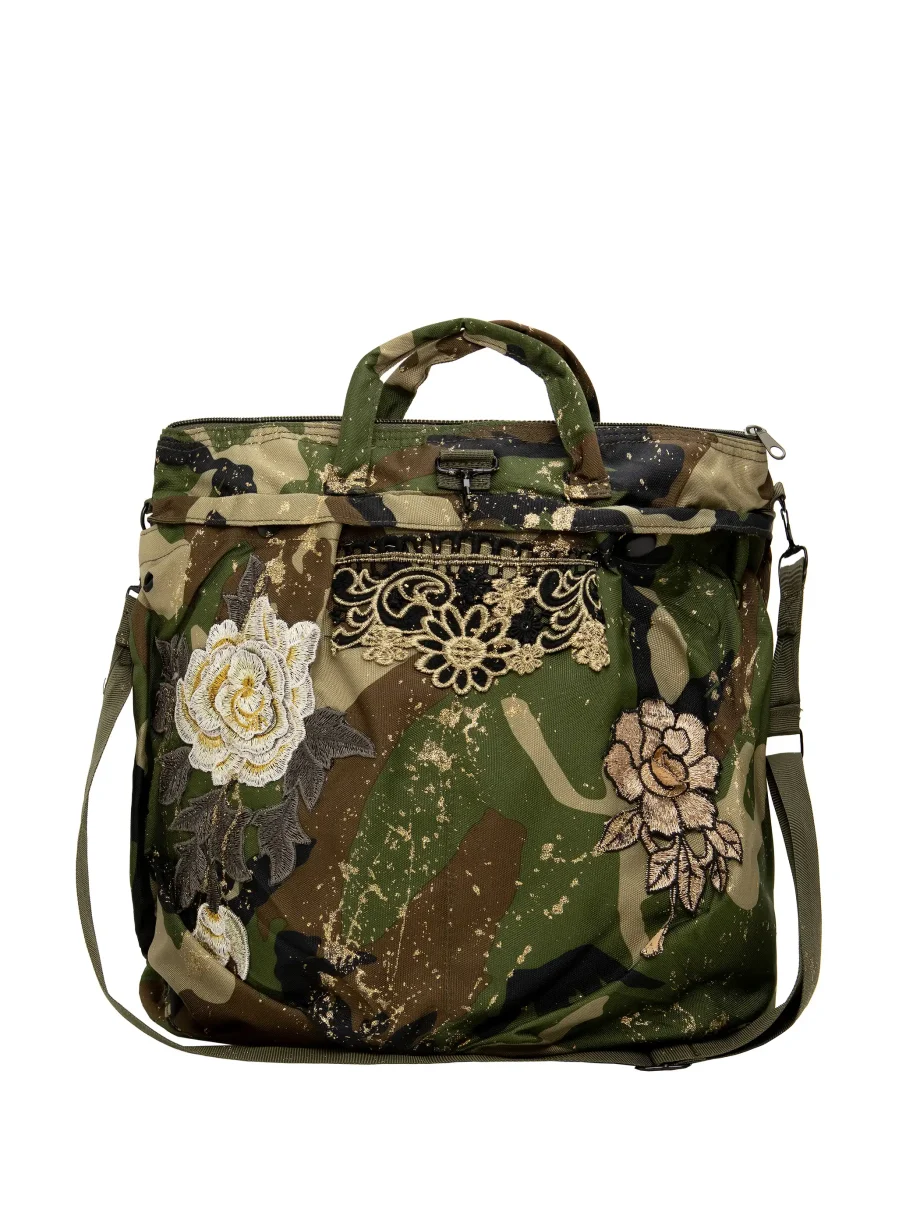 Borsa Militare Camouflage con Ricami e Applicazioni