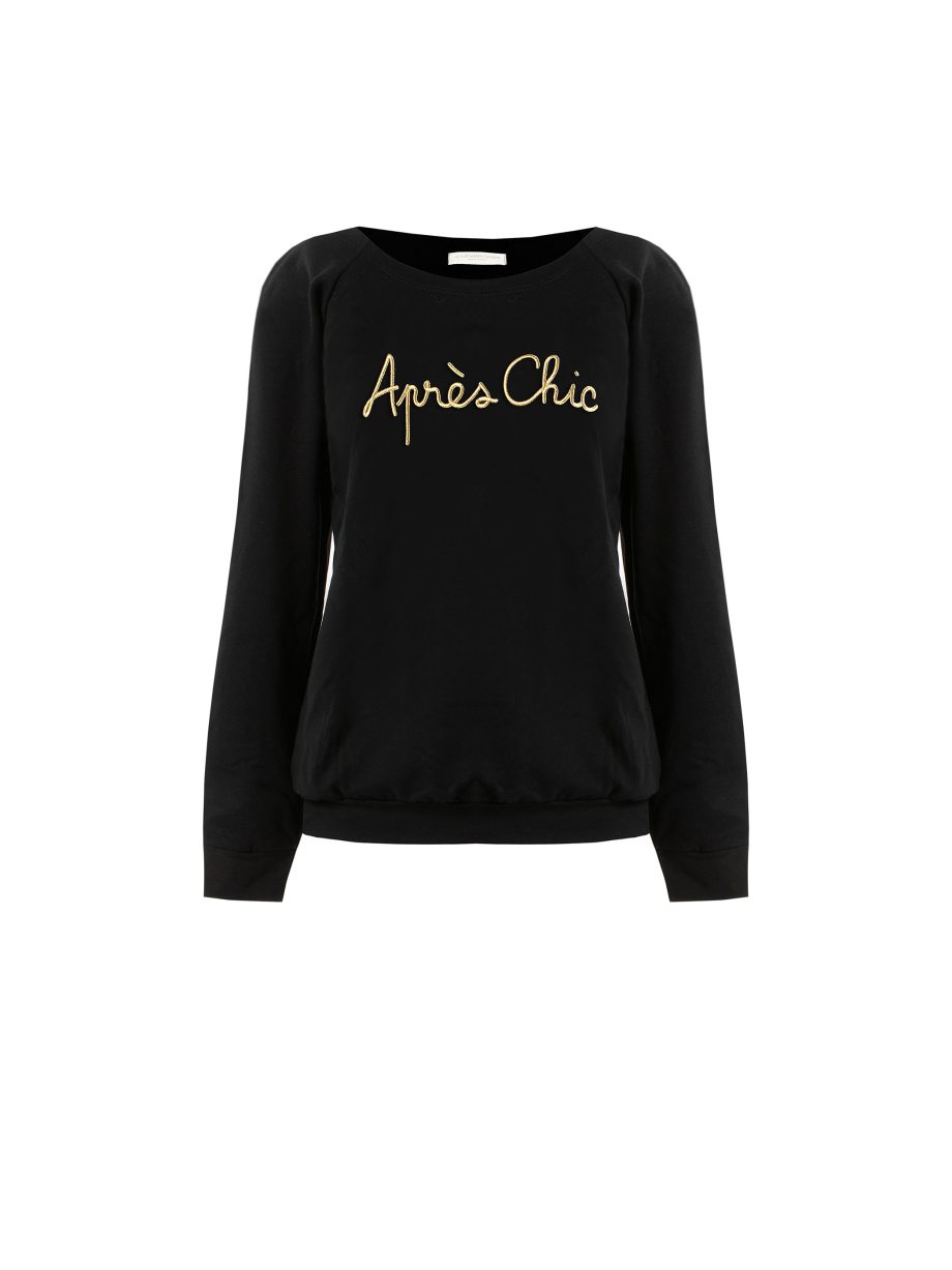 Felpa donna J’adore con ricami lurex oro
