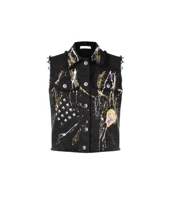 Gilet Casual in Jeans dipinto a mano