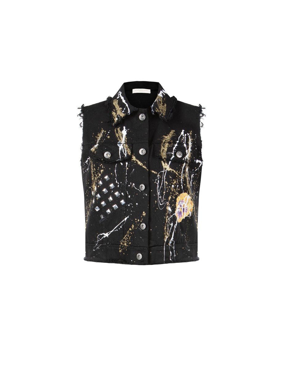 Gilet Casual in Jeans dipinto a mano
