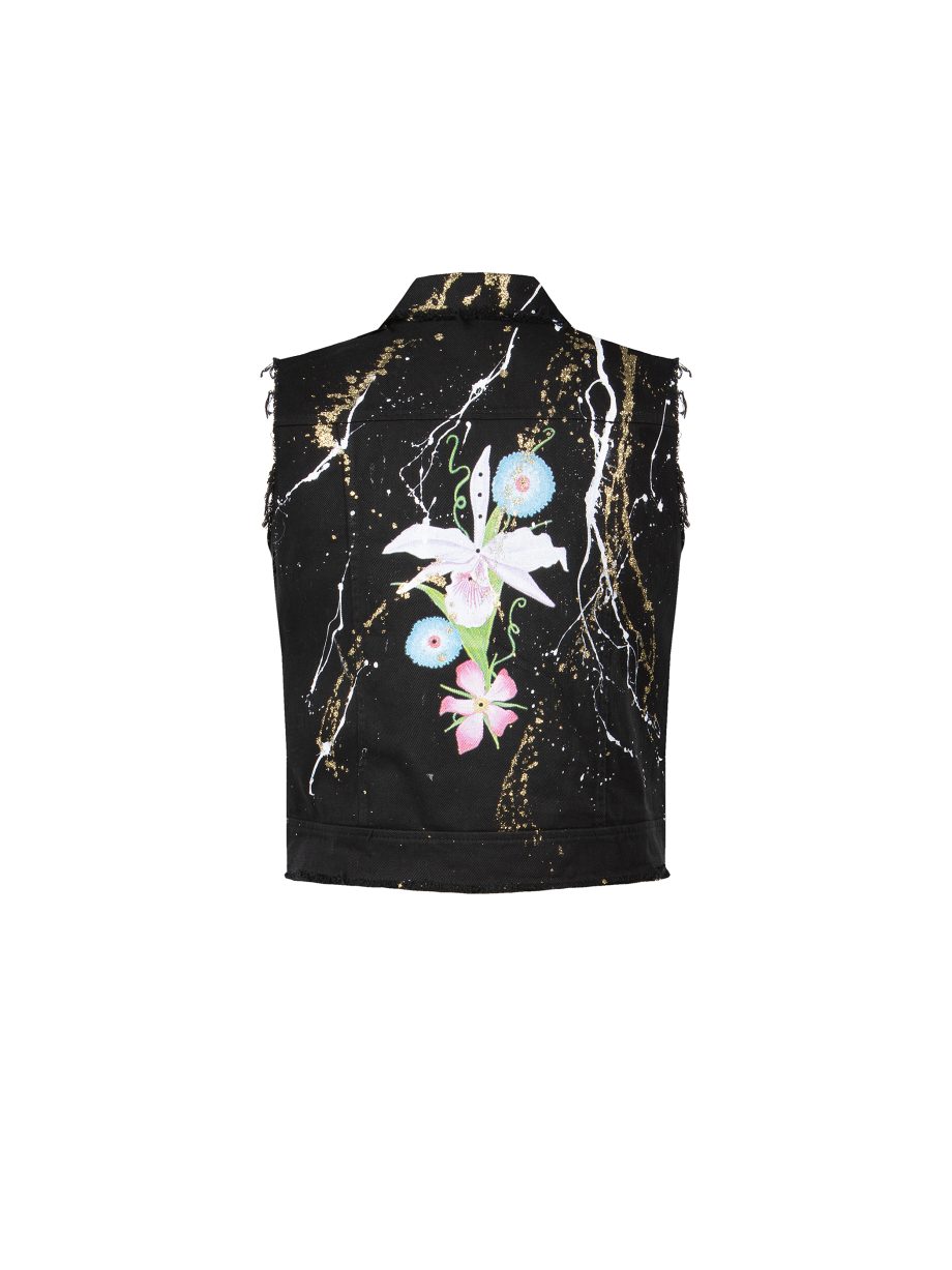 Gilet Casual in Jeans dipinto a mano