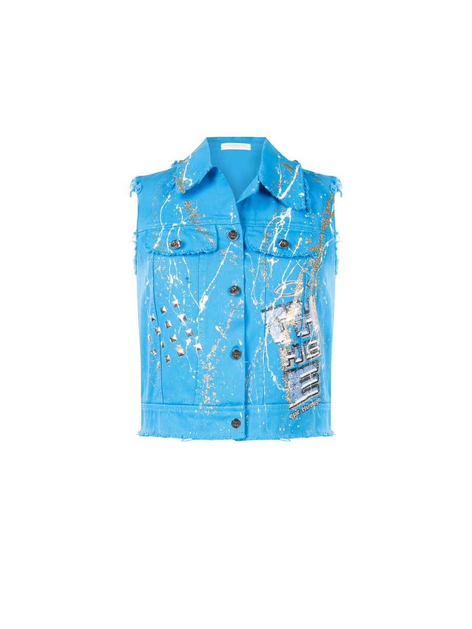 Gilet Casual in Jeans dipinto a mano