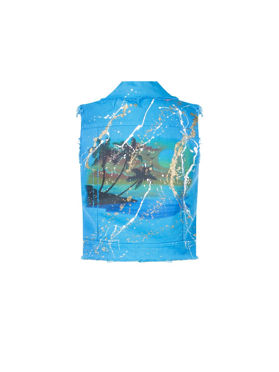 Gilet Casual in Jeans dipinto a mano