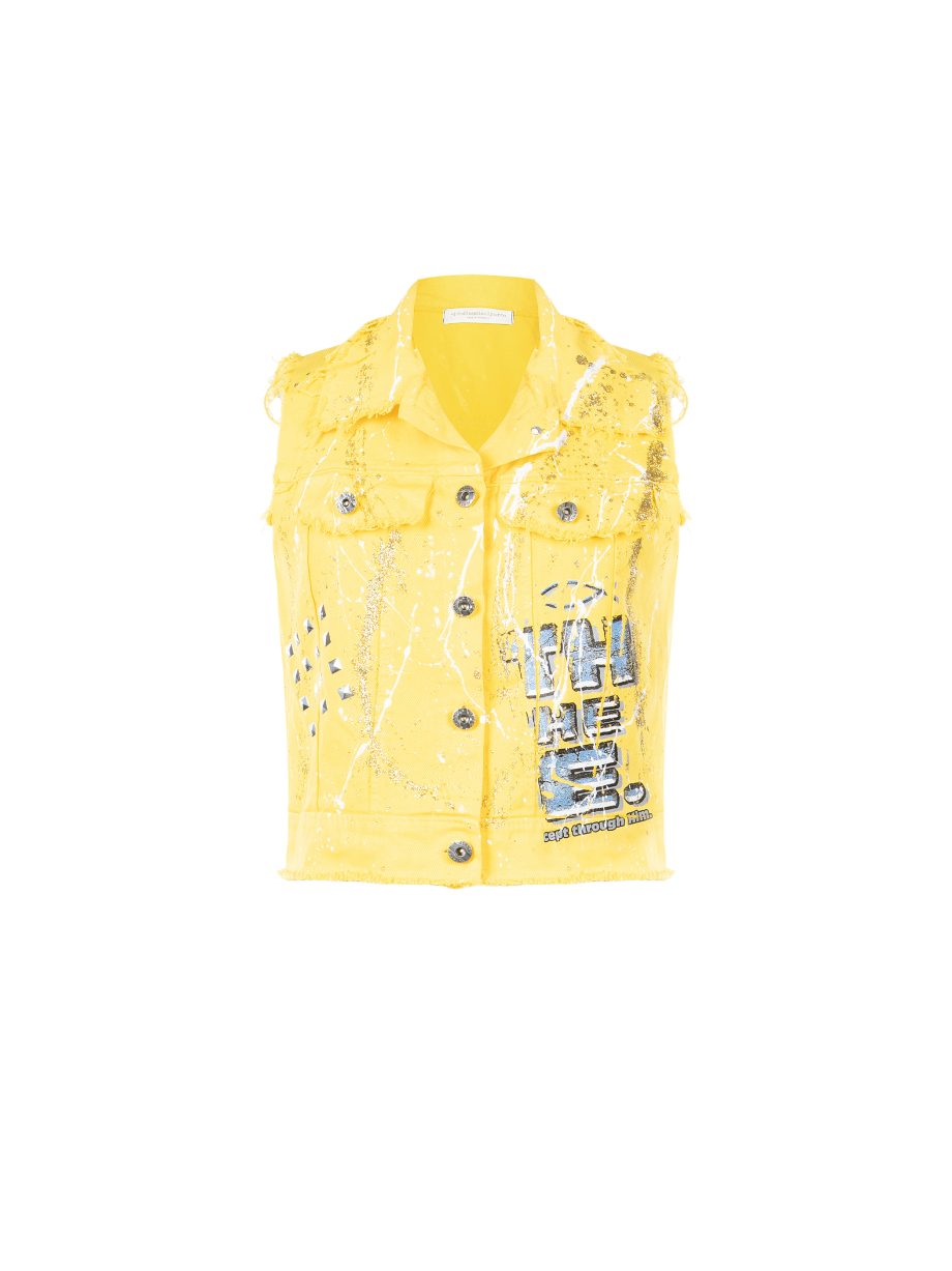 Gilet Casual in Jeans dipinto a mano
