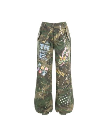 Pantaloni Cargo Custom Militari con Applicazioni e Glitter – Stone Wash - apiedinudinelparco design