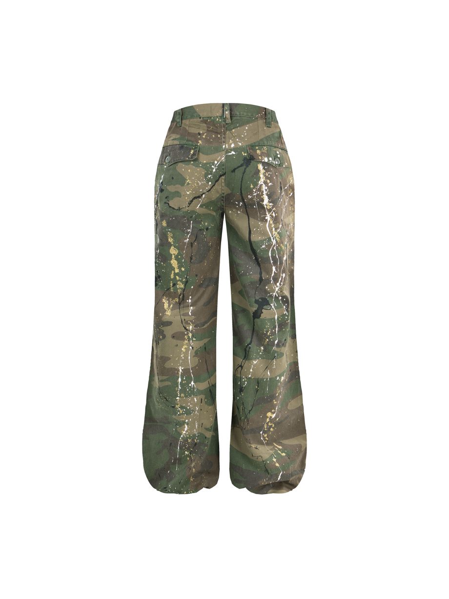 Pantaloni Cargo Militari con Applicazioni e Glitter – Stone Wash - apiedinudinelparco design