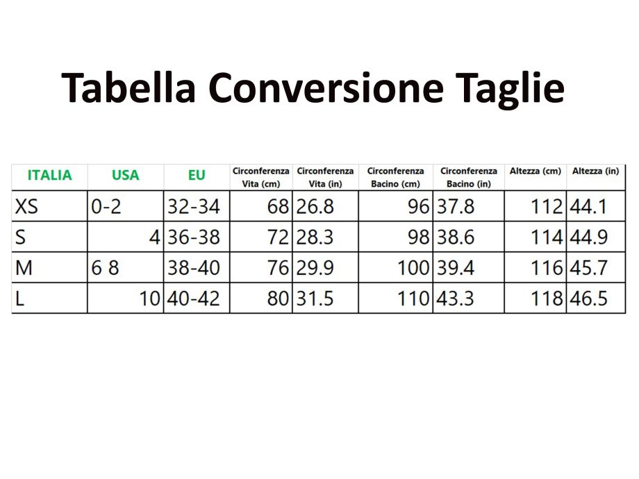 tabella taglie Pantaloni cargo stone wash - apiedinudinelparco design