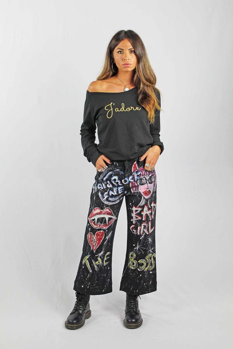 Jeans da donna Dipinto a mano - Arte su Jeans -