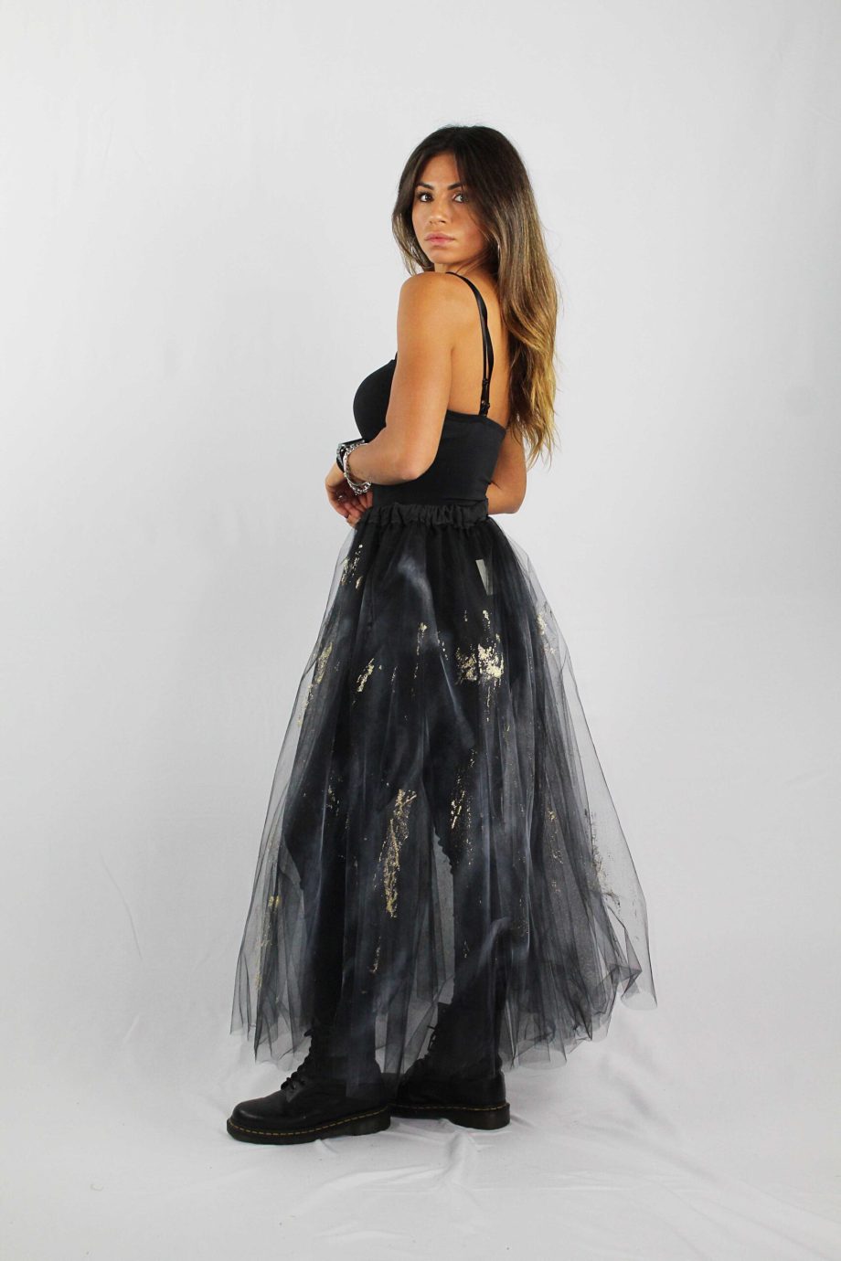Gonna in Tulle 4 Strati con Schizzi in Glitter
