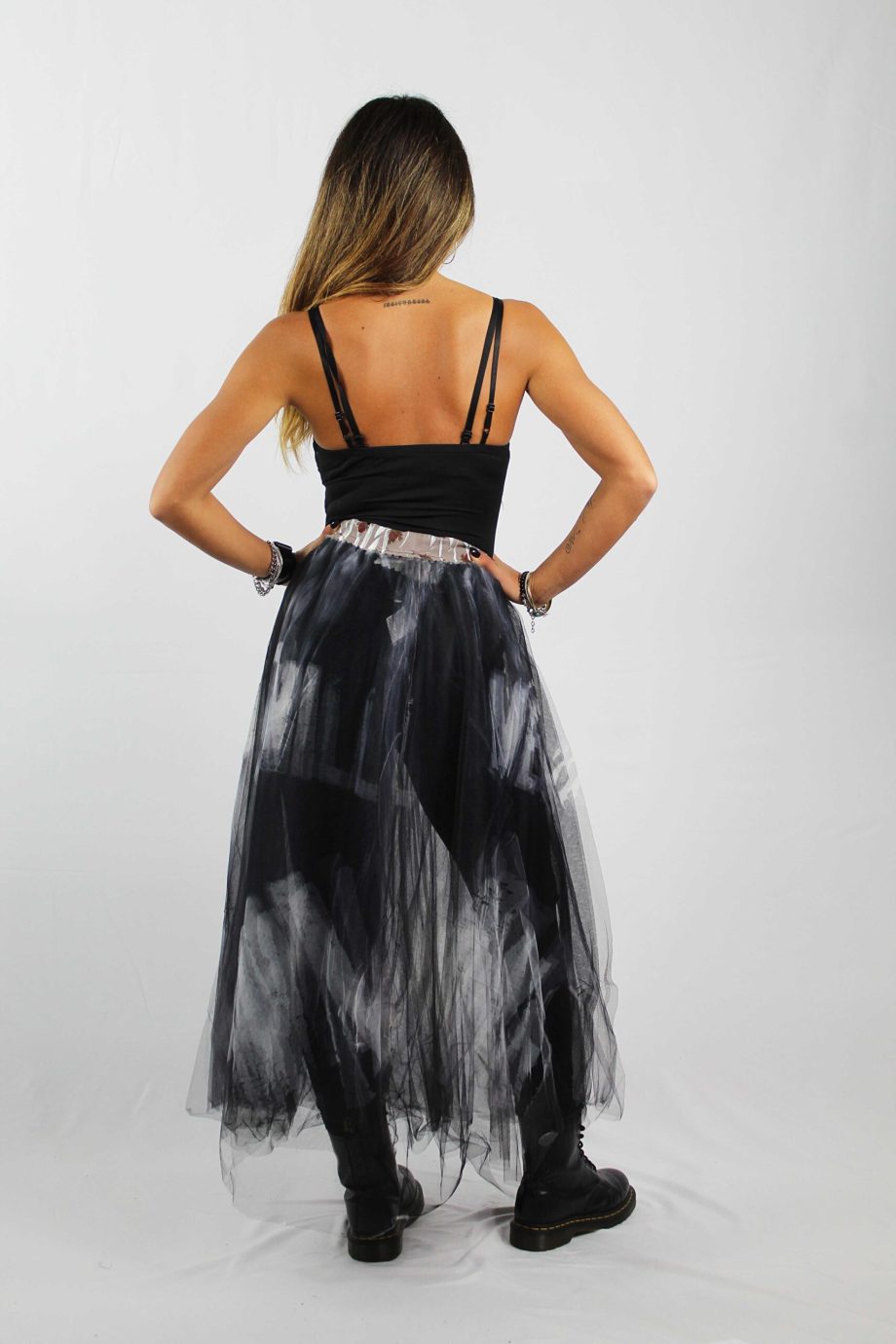 Gonna in Tulle 4 strati con Maxi Stampe - Bianco