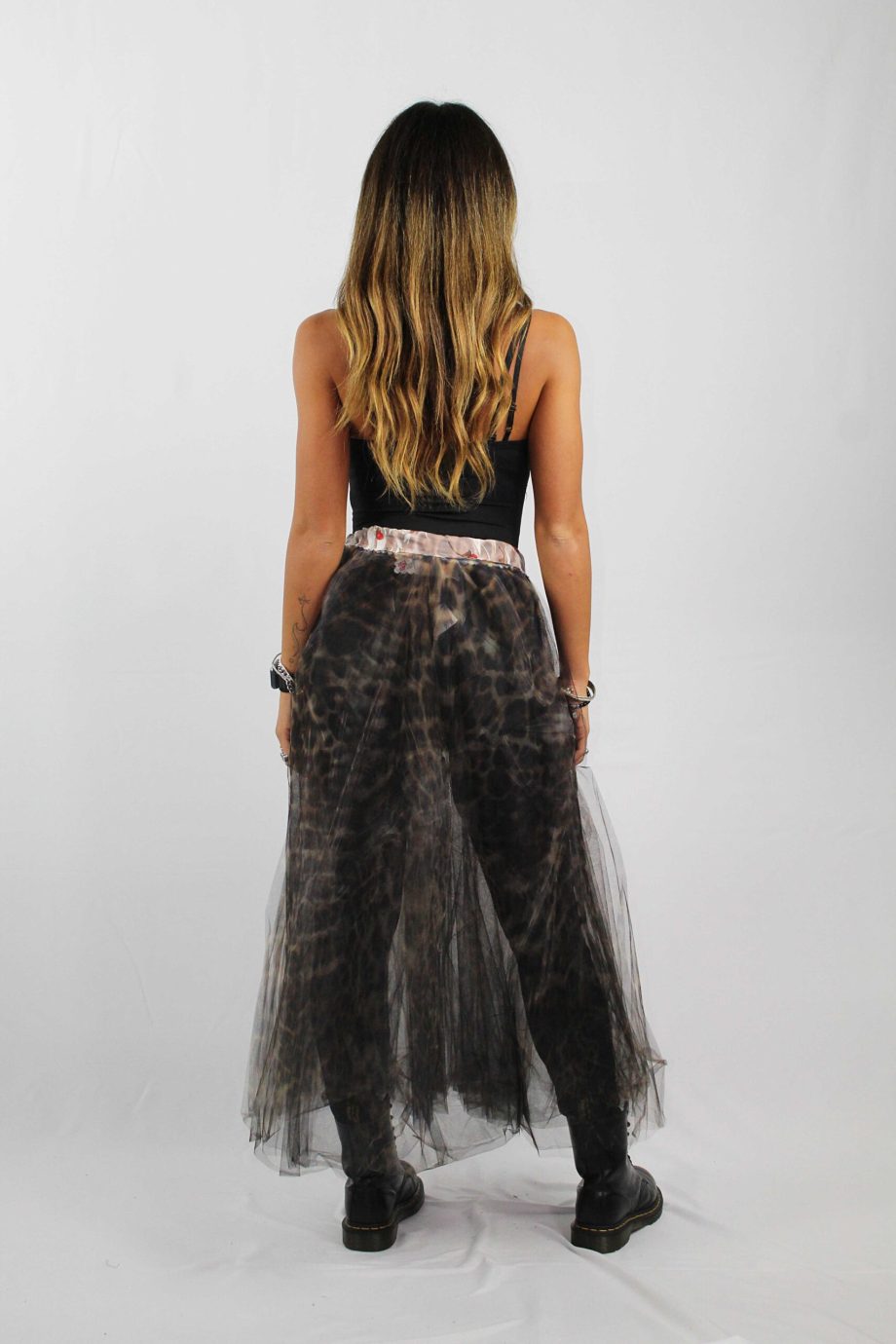 Gonna in Tulle 4 Strati Animalier Stampata a Mano