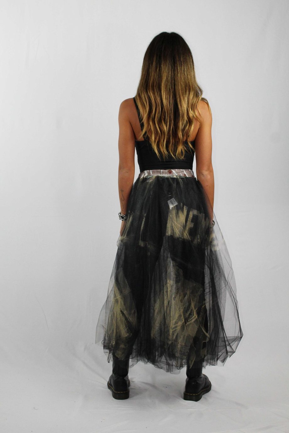 Gonna in Tulle 4 strati con Maxi Stampe - Beige