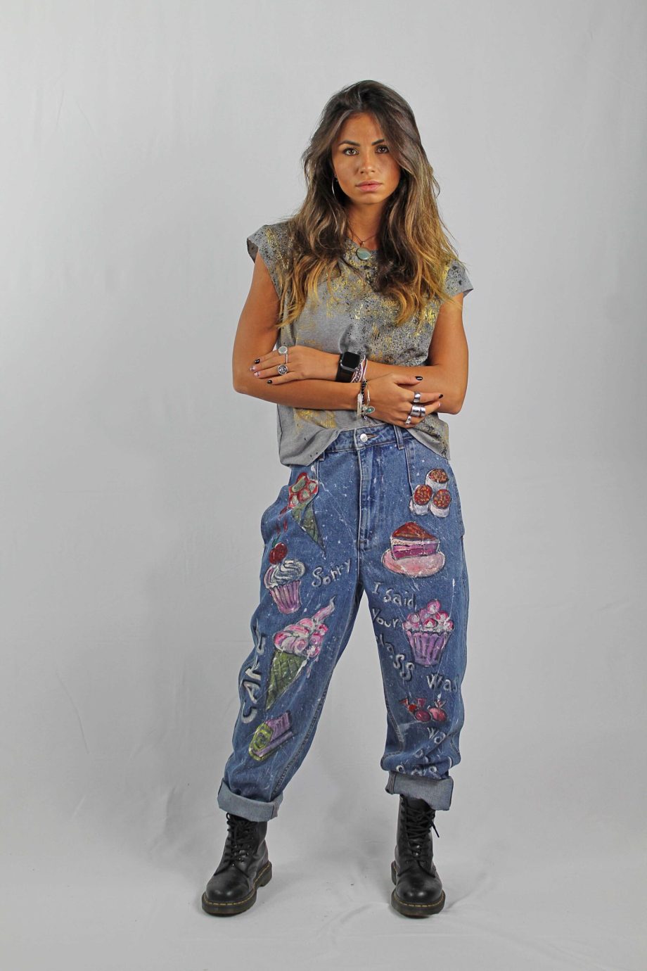 Maglietta Casual senza maniche Dipinta a Mano Abstract Splat