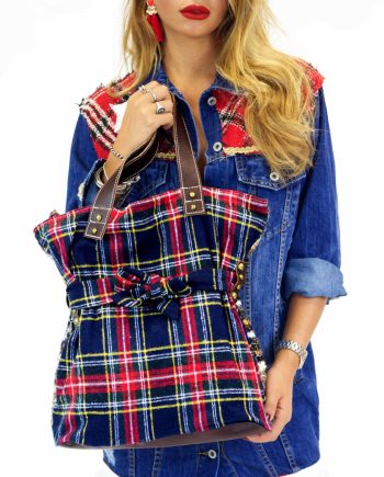 Shopping con borchie in maglia di Lana e Tartane vera pelle – apiedinudinelparco