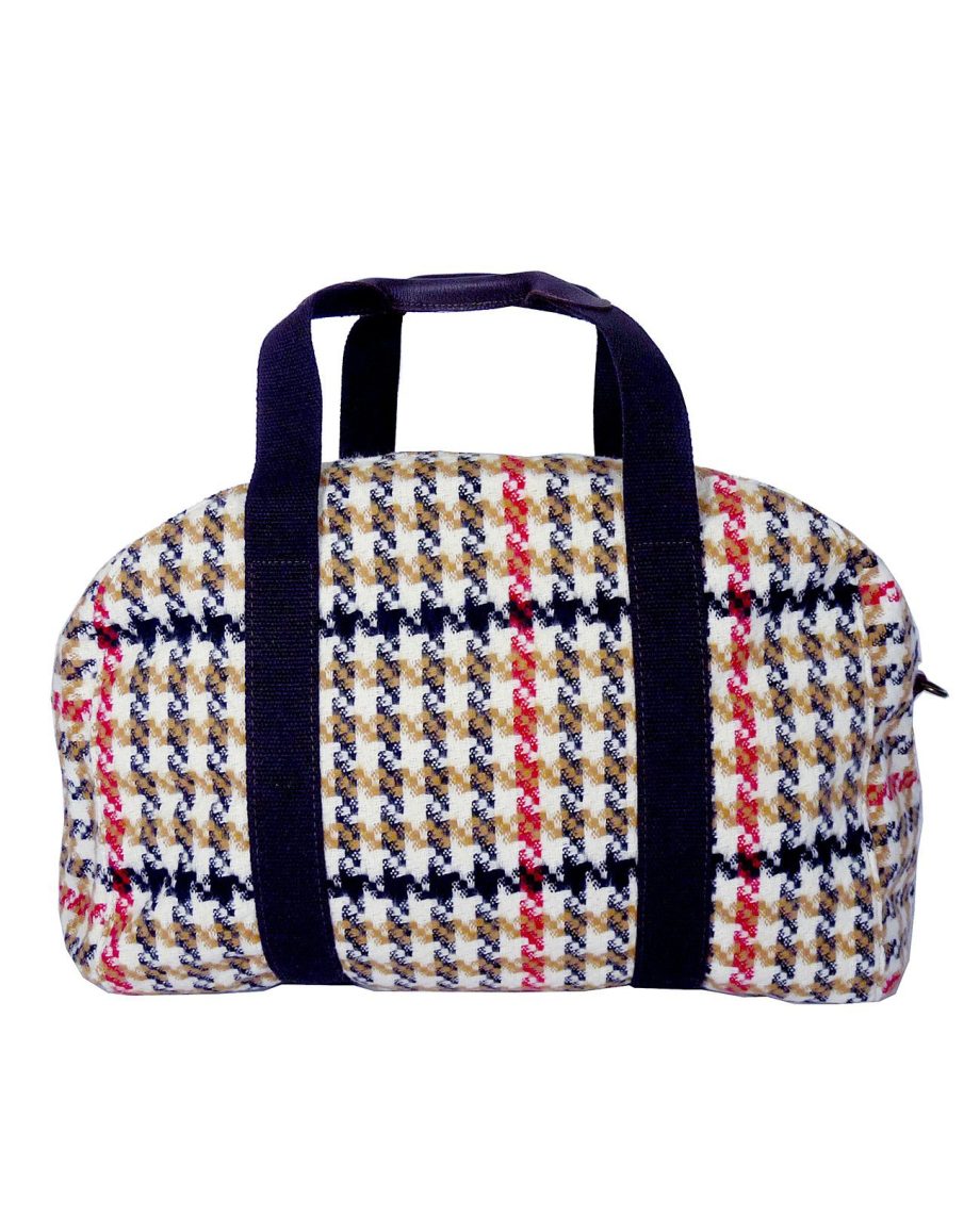 Borsa in tartan weekender in Tartan con vera pelle - apiedinudinelparco