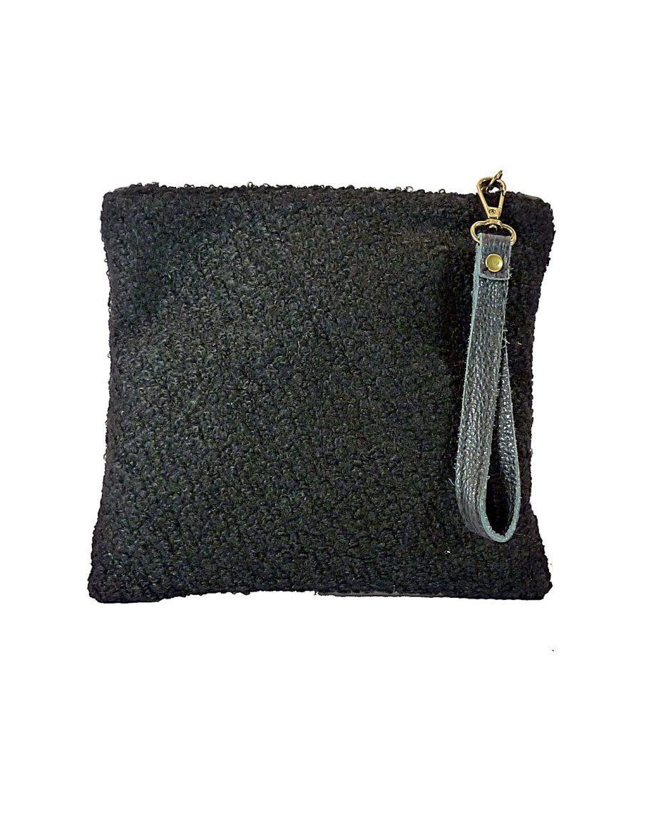 Clutch & Pochette in Lana con impunture colorate e maniglia in vera pelle - apiedinudinelparco