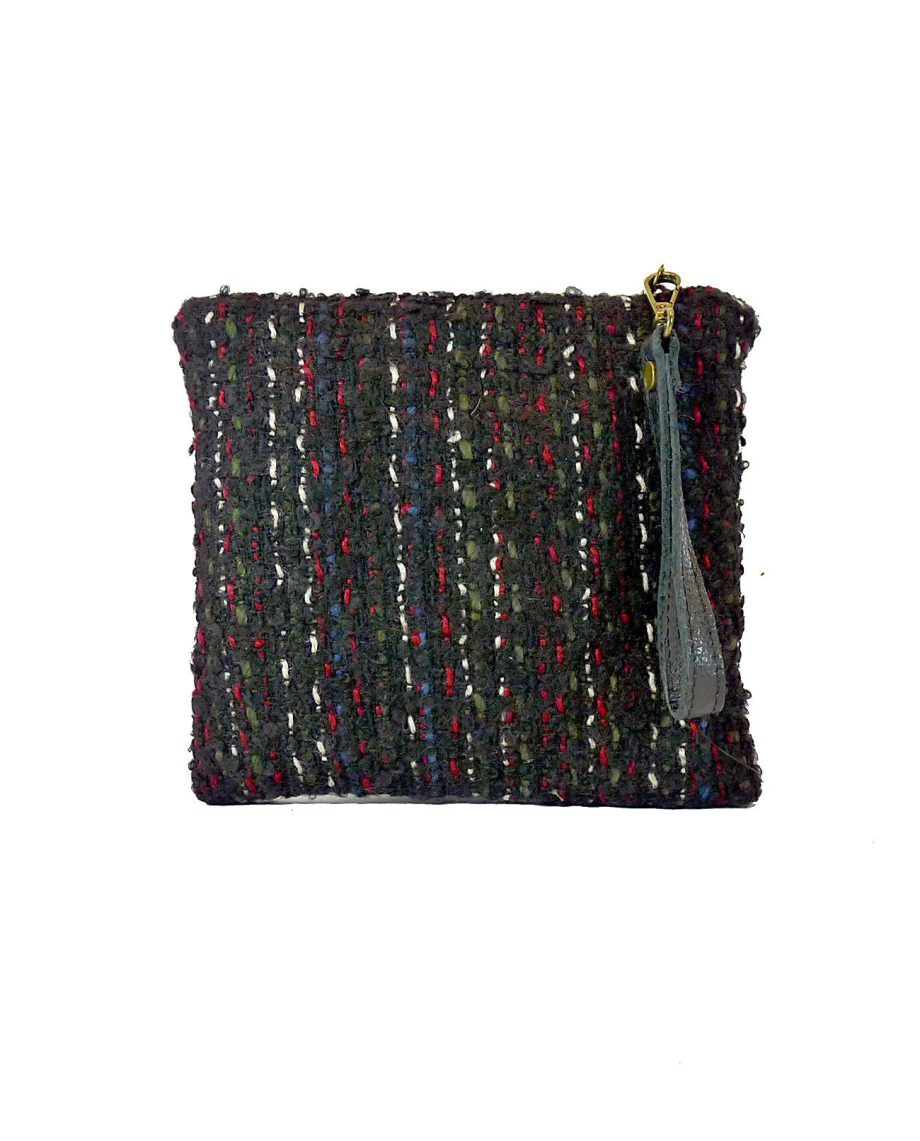 Clutch & Pochette in Lana con impunture colorate e maniglia in vera pelle - apiedinudinelparco