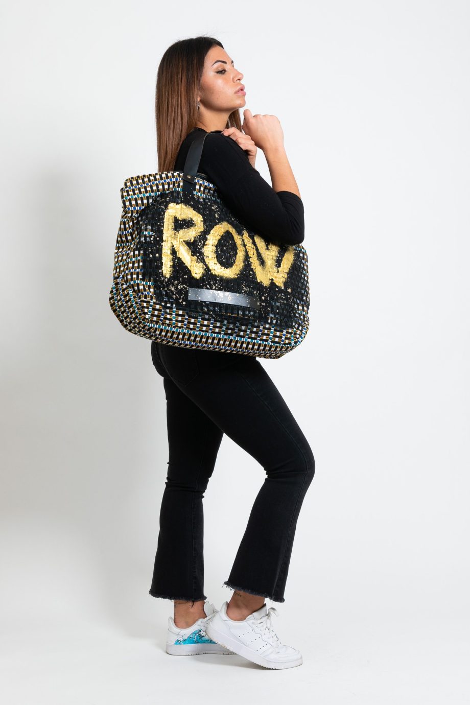 borsa-shopping-dipinto-a-mano-oro-nero-apiedinudinelparco-bologna-5