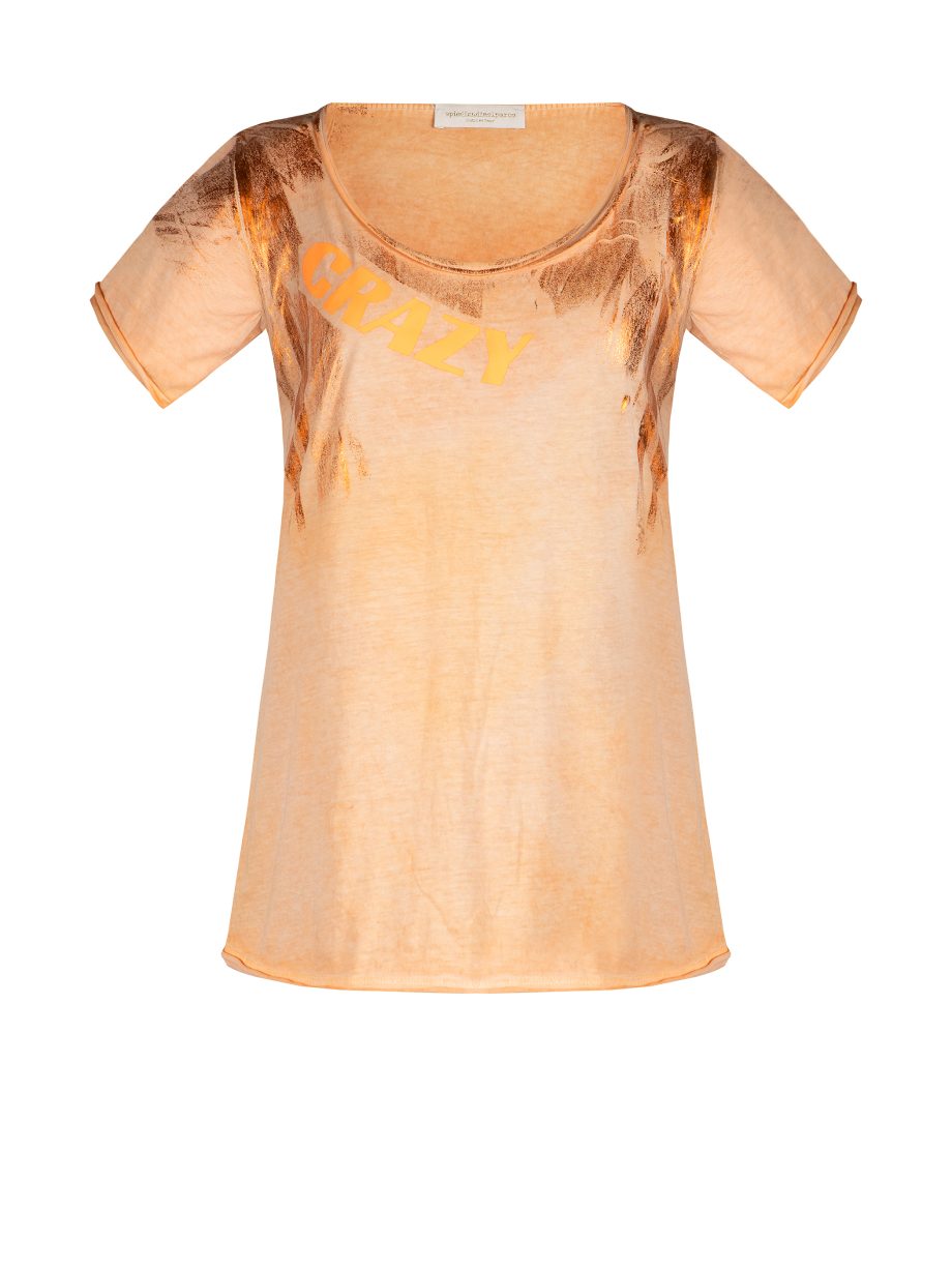 T-Shirt Mezza Manica Elasticizzata Tinta a Mano Laminata