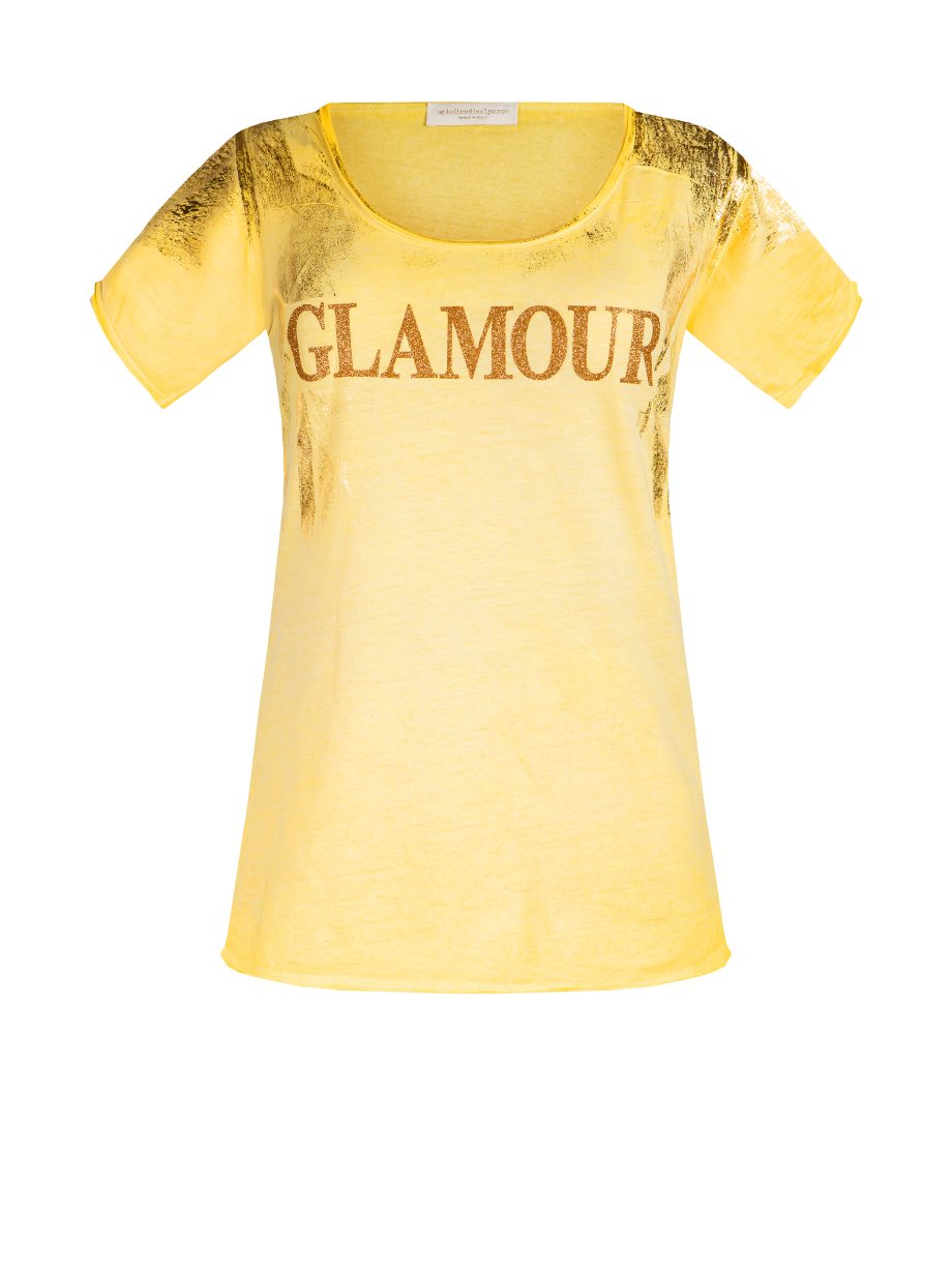 T-Shirt Mezza Manica Elasticizzata Tinta a Mano Laminata