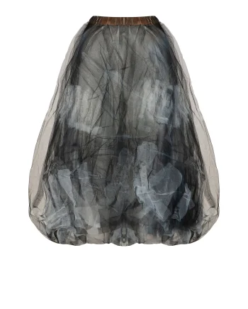 Gonna in Tulle 4 strati con Maxi Stampe - Bianco