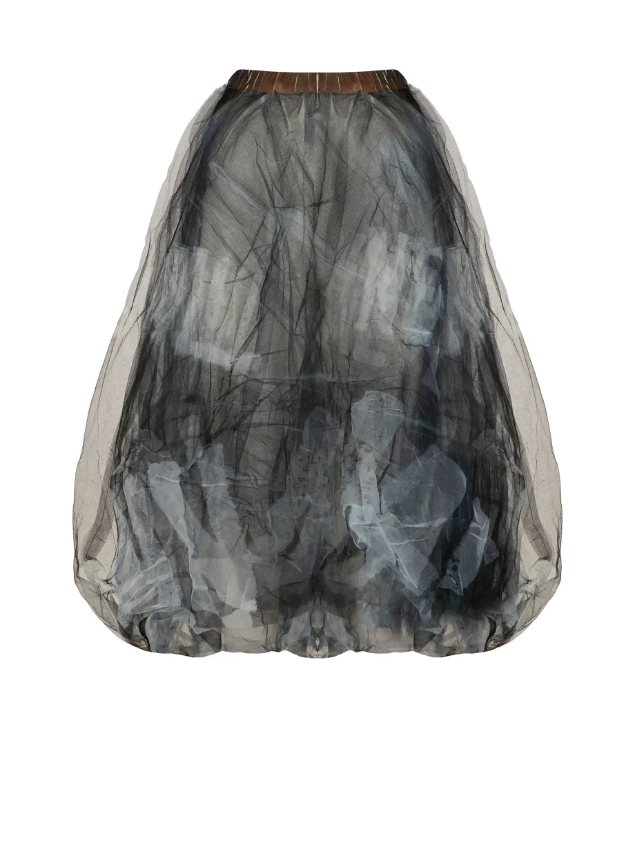 Gonna in Tulle 4 strati con Maxi Stampe - Bianco