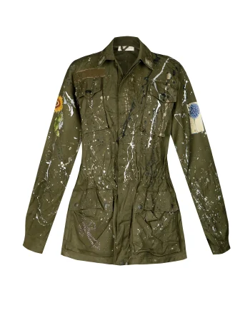 Giacca Fashion Militare Tinta Unita con Applicazioni -Save The Planet
