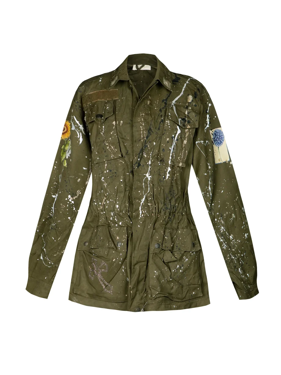 Giacca Fashion Militare Tinta Unita con Applicazioni -Save The Planet