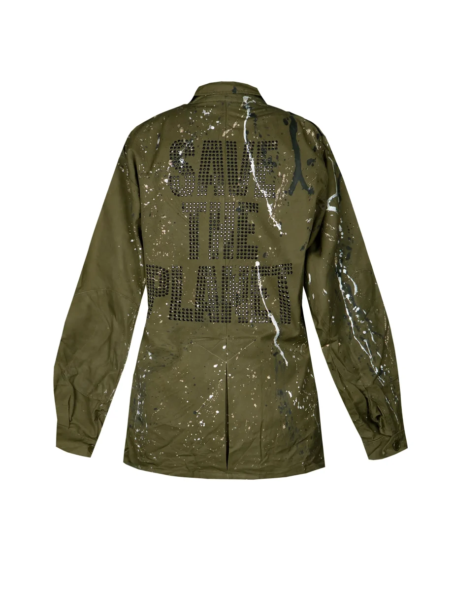 Giacca Fashion Militare Tinta Unita con Applicazioni -Save The Planet