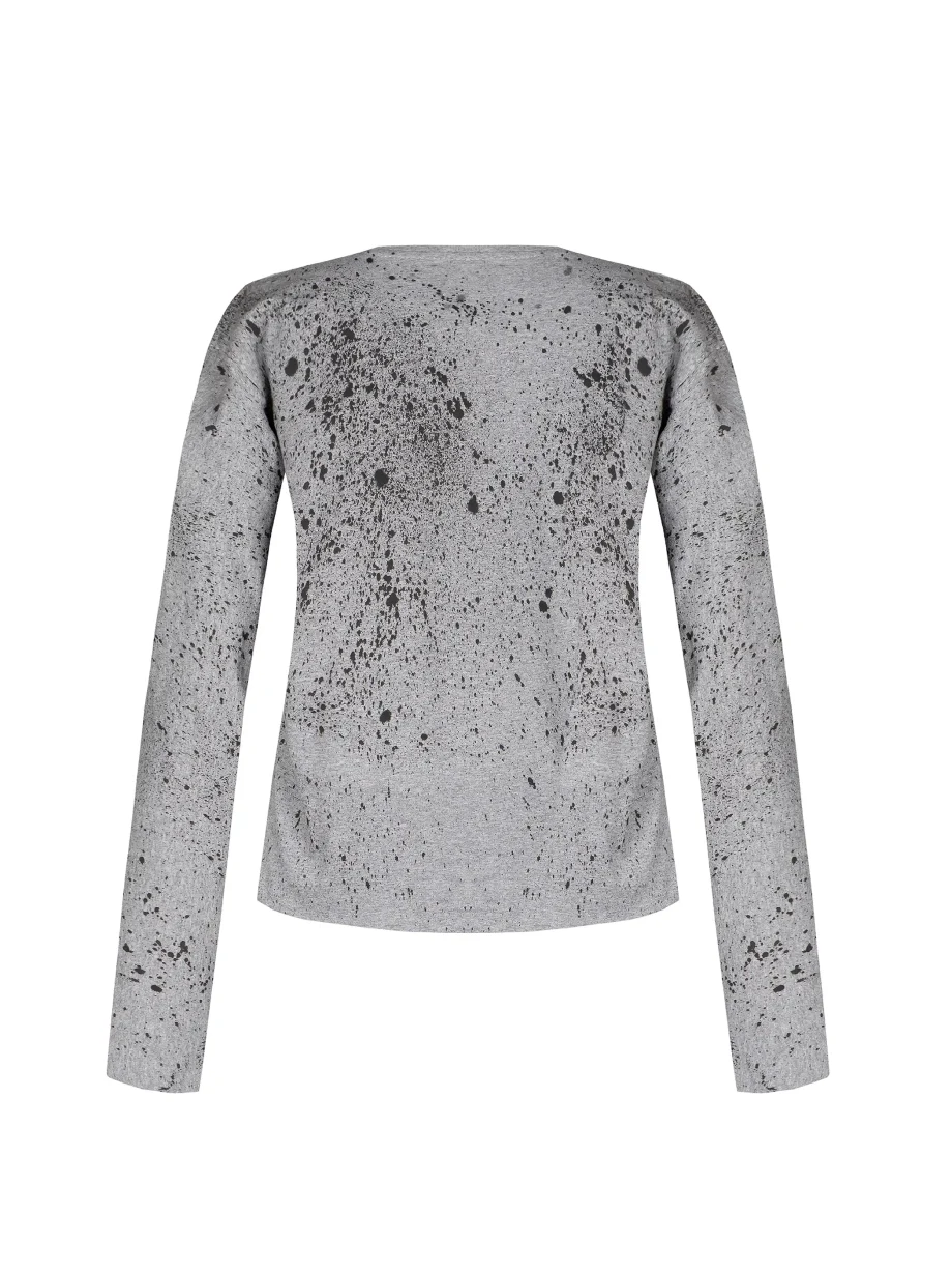 Felpa dipinta a mano Abstract Splat con Stella in Strass