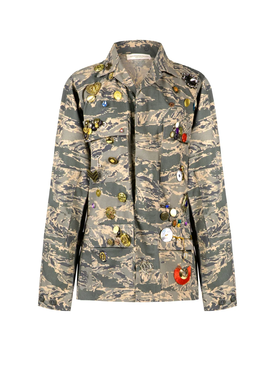 Giacca Militare Glam Donna Aviazione Spille Vintage