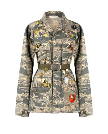 Giacca Militare Glam Donna Aviazione Spille Vintage
