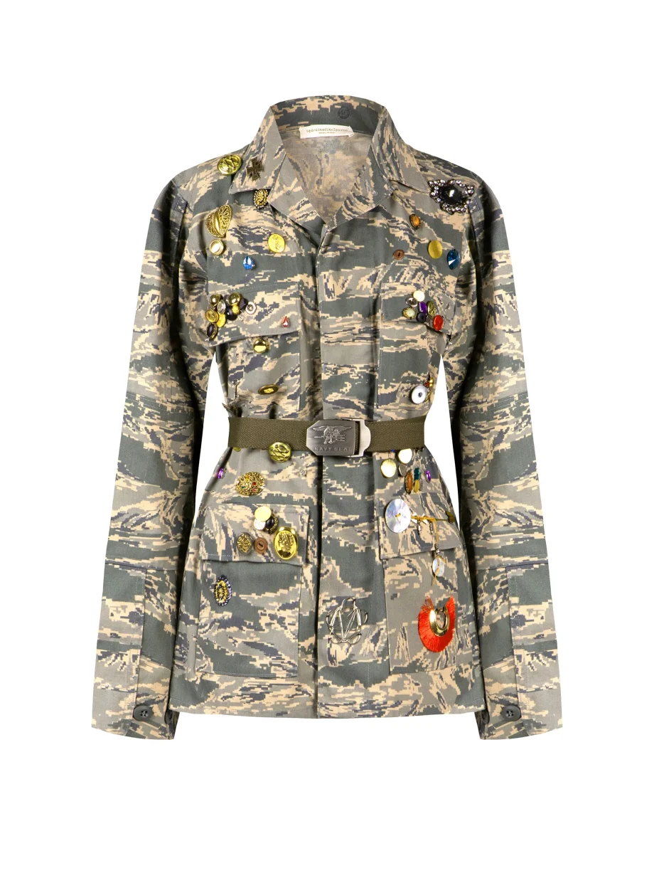 Giacca Militare Glam Donna Aviazione Spille Vintage