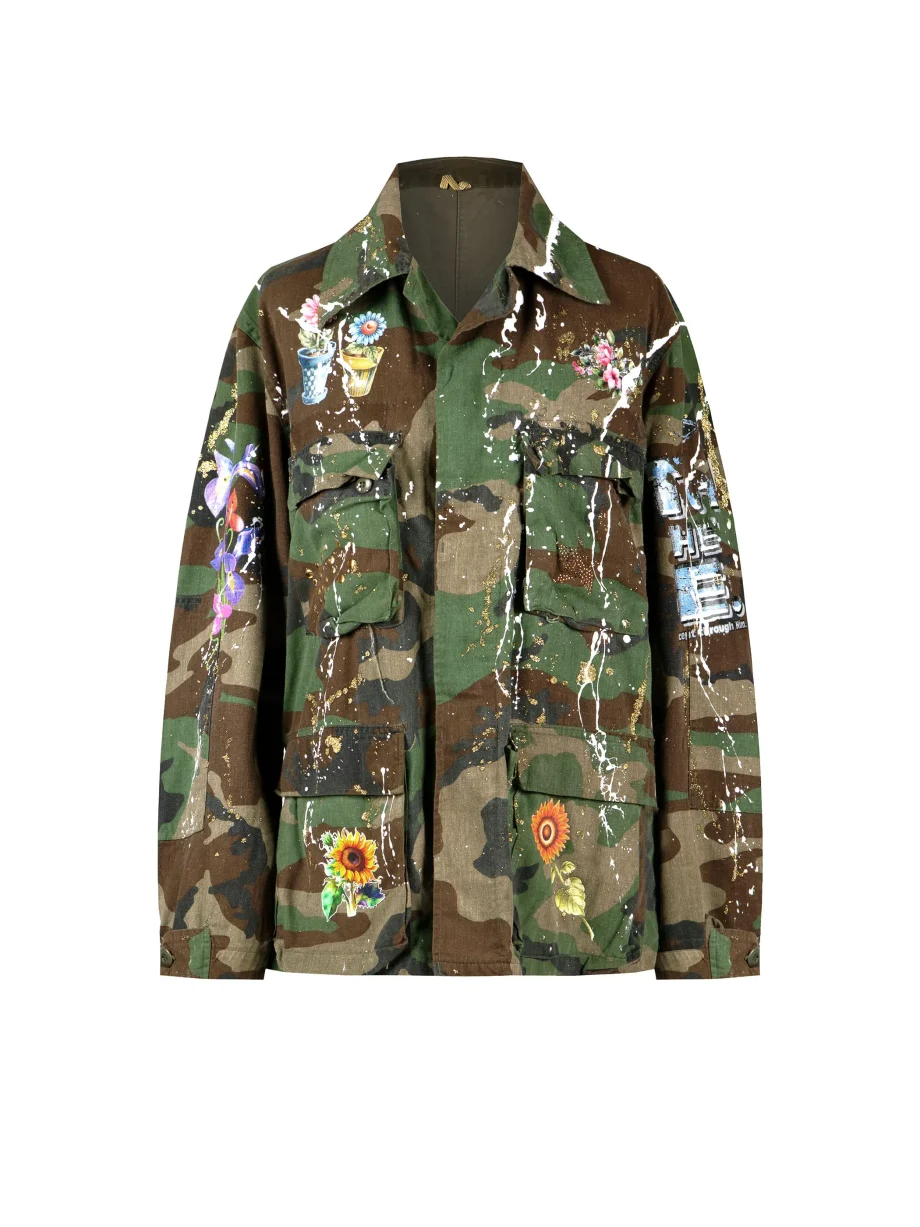 Giacca Woodland Camouflage Custom Skull