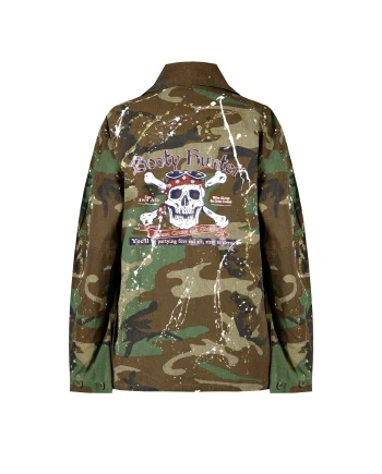Giacca Woodland Camouflage Custom Skull