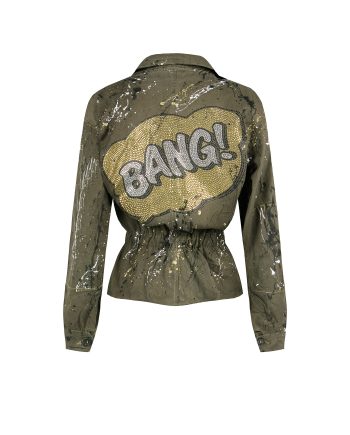 Giacca Corta Militare Dipinto a Mano con Strass - Bang