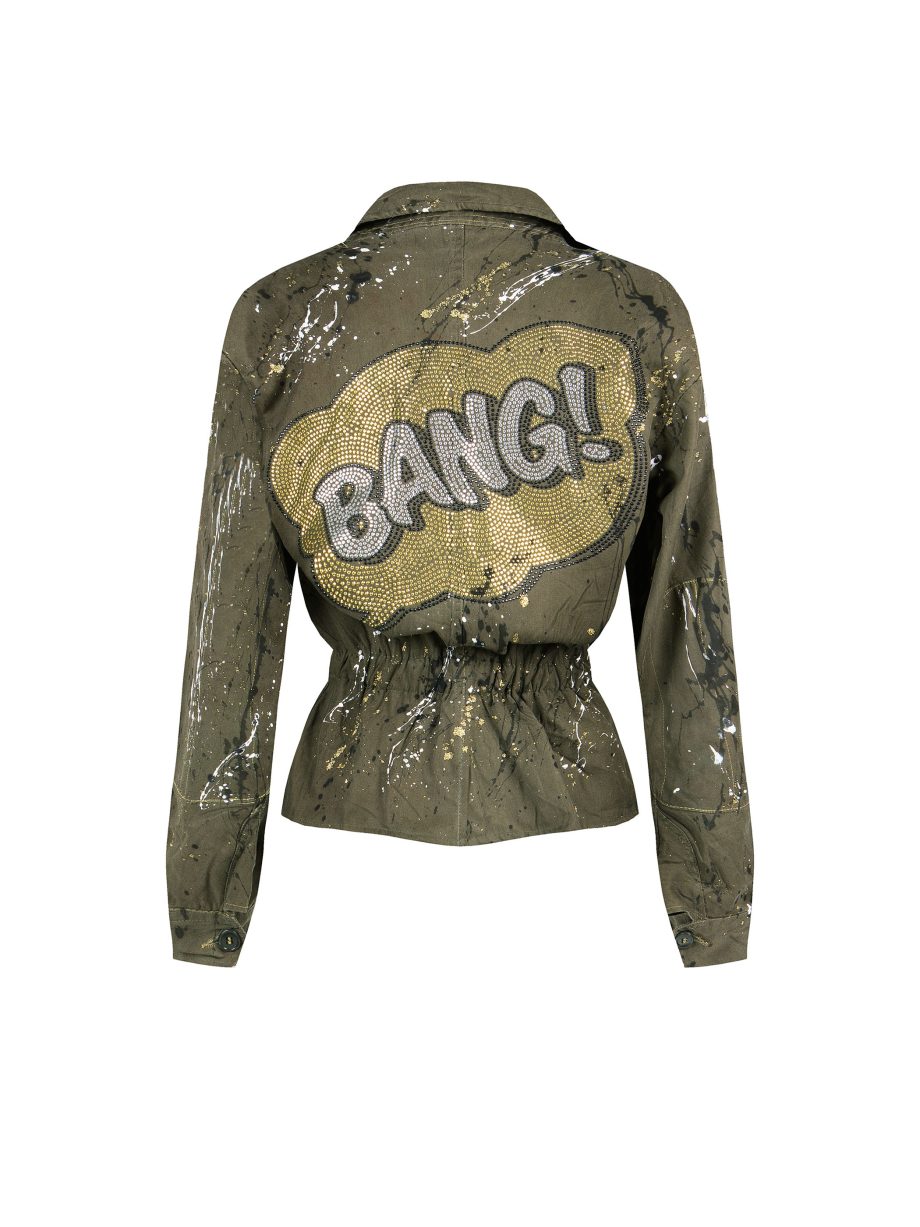 Giacca Corta Militare Dipinto a Mano con Strass - Bang