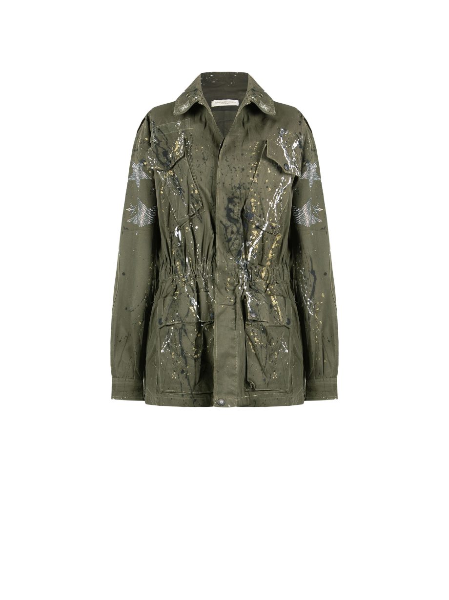 Giacca Fashion Militare Tinta Unita con Applicazioni -Save The Planet