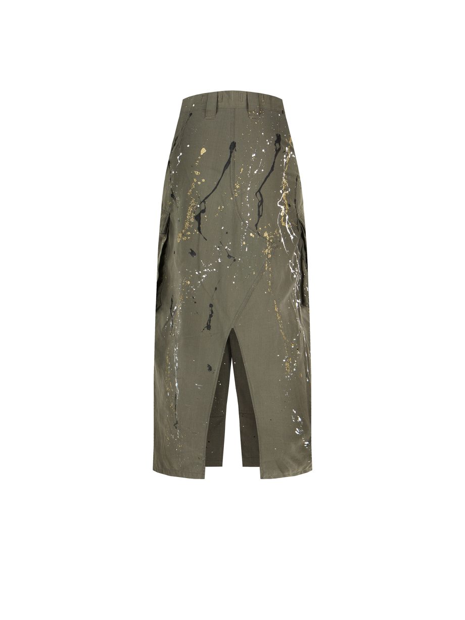 Gonna Midi Militare con Patch